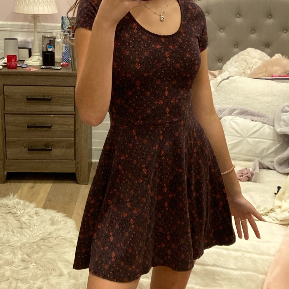 purple flowered F21 dress